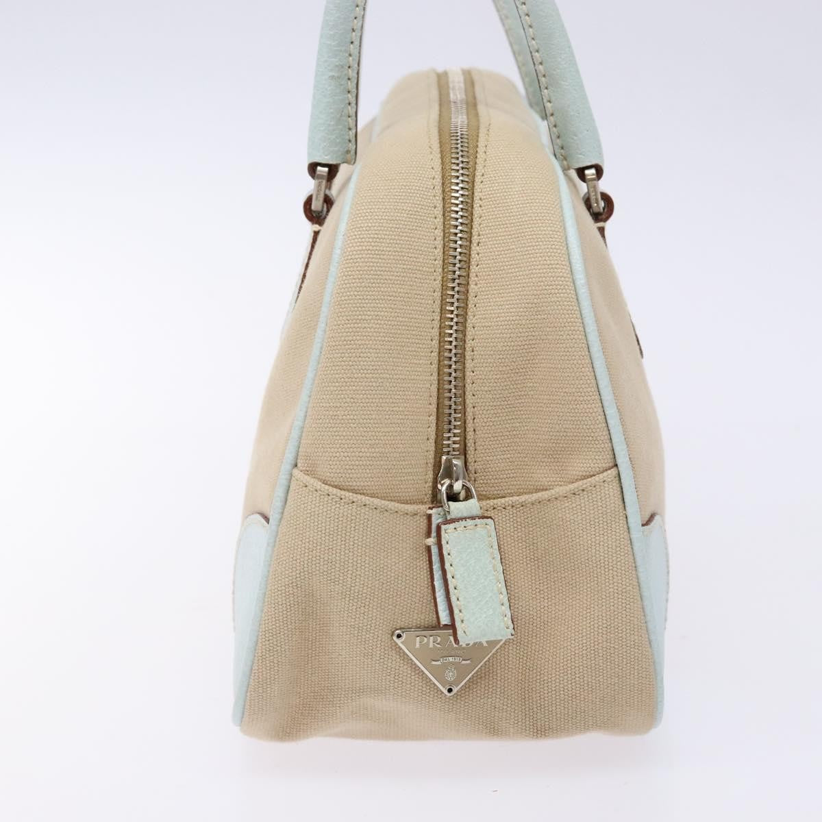Prada Bauletto Bag Canvas With Leather Beige Canvas Bag (Pre-Owned)