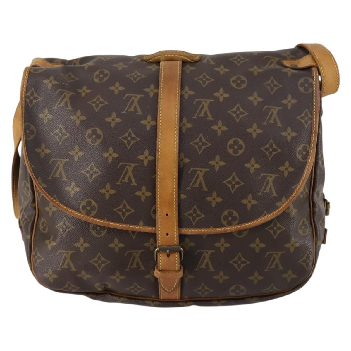 Louis Vuitton Saumur Handbag Monogram Canvas Brown Canvas Shoulder Bag Bag (Pre-Owned)