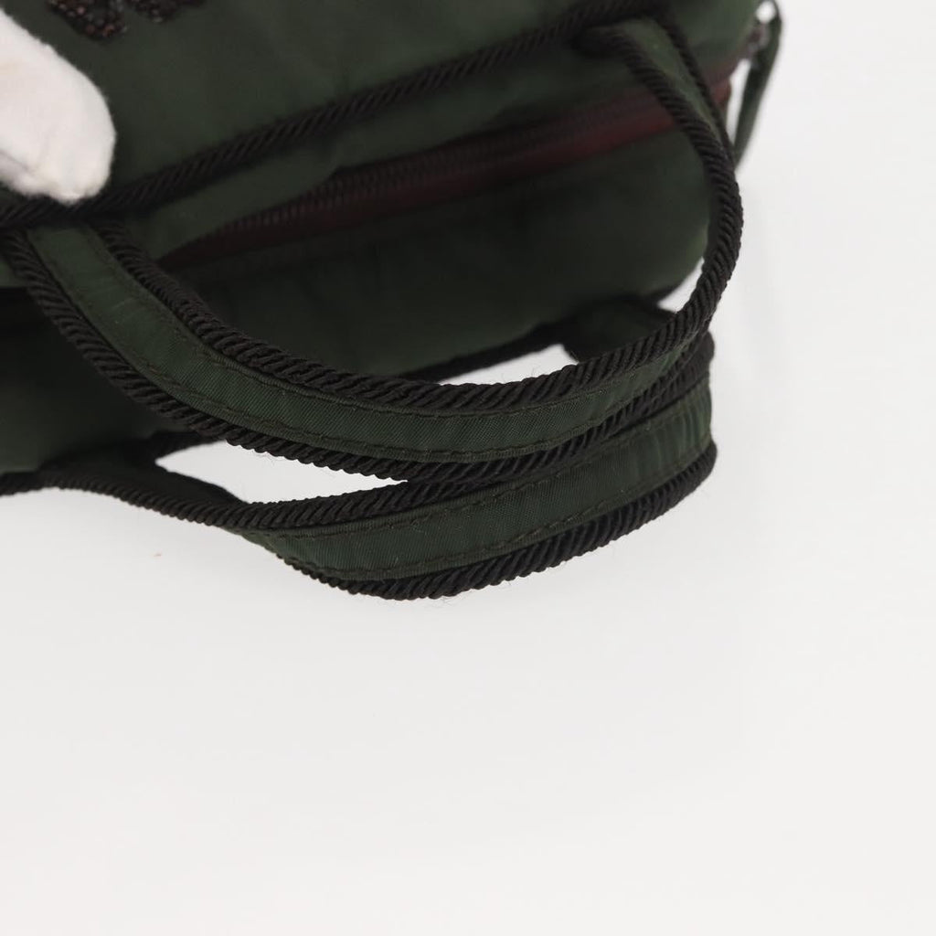 Prada Vintage Handbag Tessuto Khaki Nylon Handbag (Pre-Owned)