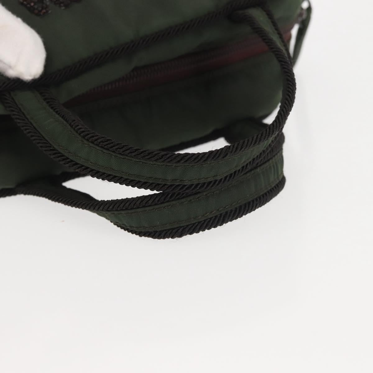 Prada Vintage Handbag Tessuto Khaki Nylon Handbag (Pre-Owned)