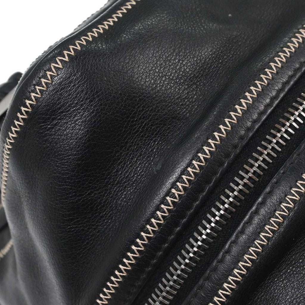 Chanel Cc Bowler Leather Black Leather Handbag (Pre-Owned)
