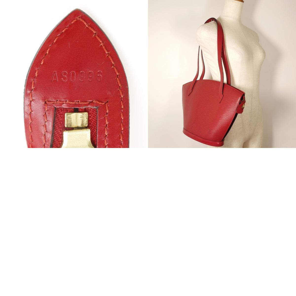 Louis Vuitton Saint Jacques Handbag Epi Leather Red Leather Shoulder Bag Bag (Pre-Owned)