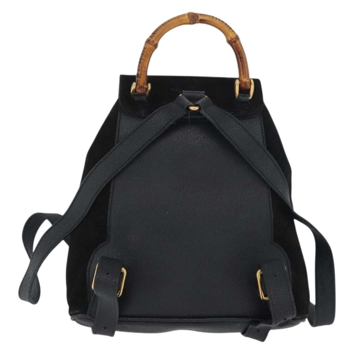Gucci Gucci Bamboo Backpack Daim Black Suede Backpack Bag (Pre-Owned)