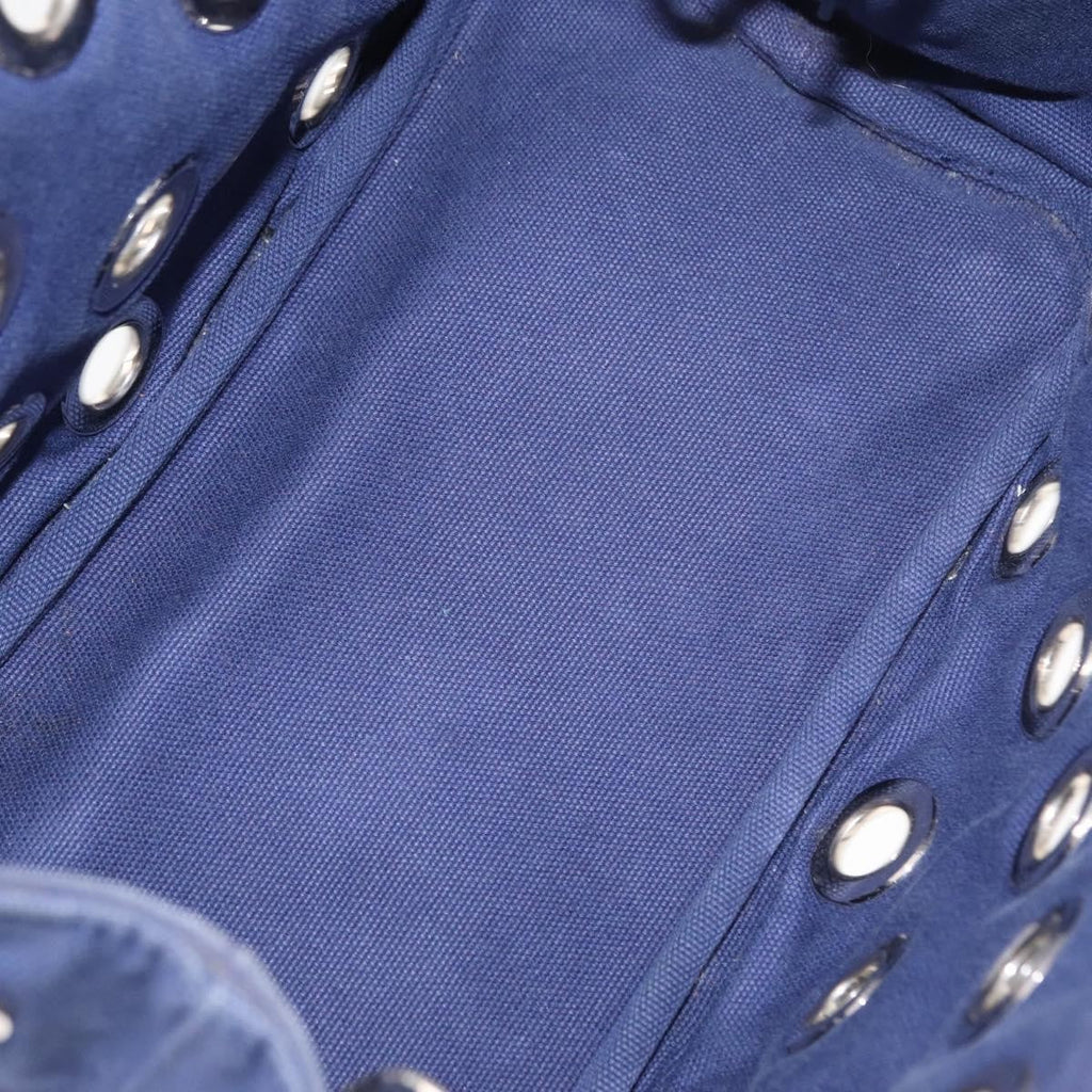 Prada Canapa Convertible Tote Grommet Embellished Canvas Blue Canvas Tote Bag Bag (Pre-Owned)