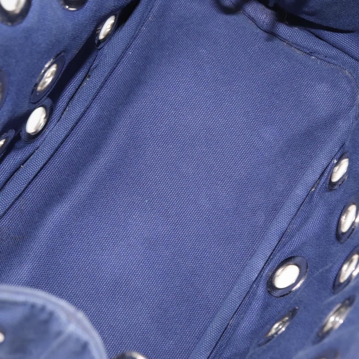 Prada Canapa Convertible Tote Grommet Embellished Canvas Blue Canvas Tote Bag Bag (Pre-Owned)
