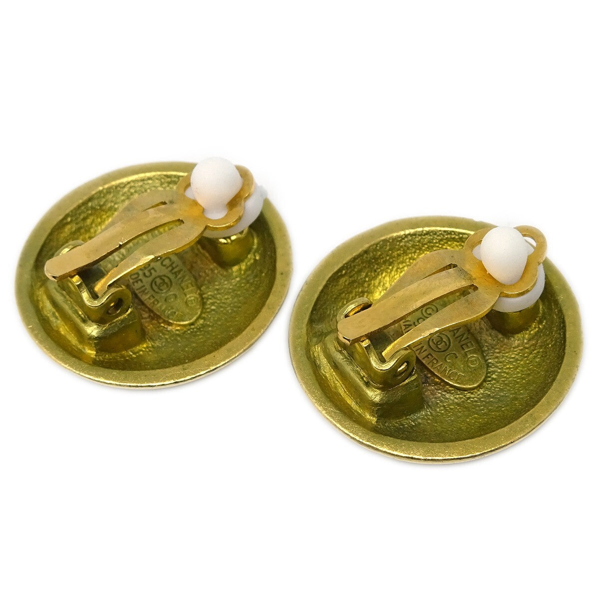 Chanel Vintage Cc Round Clip-On Earrings Metal Gold Gold_Plated Earrings Jewelry (Pre-Owned)