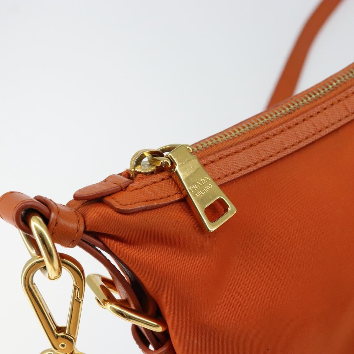 Prada Flat Messenger Tessuto With Leather Orange Nylon Shoulder Bag Bag (Pre-Owned)