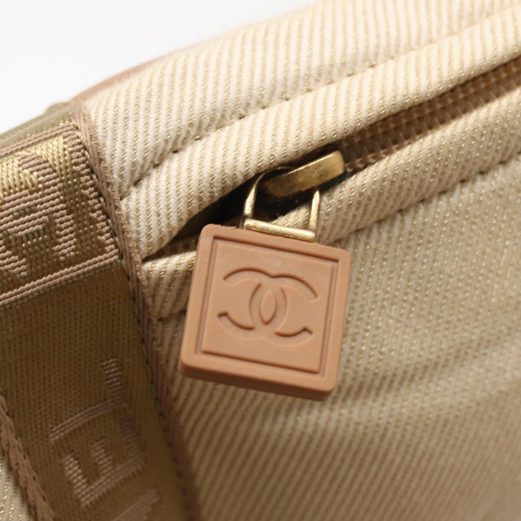 Chanel Sports Shoulder Bag Coco Mark Beige Canvas Shoulder Bag Bag (Pre-Owned)