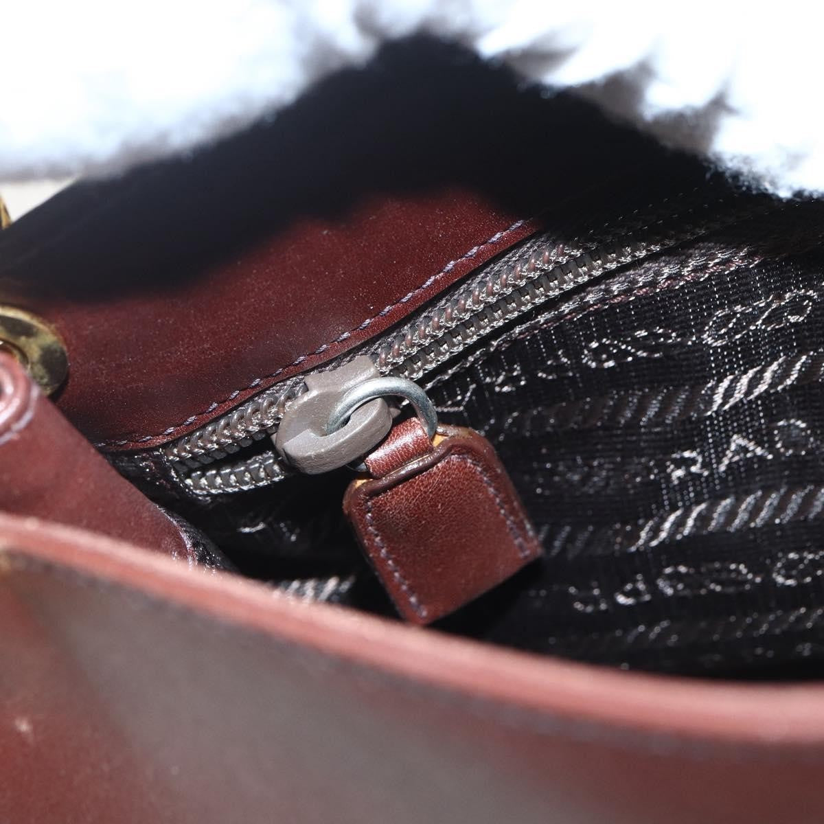 Prada Vintage Shoulder Bag Leather Brown Leather Shoulder Bag Bag (Pre-Owned)