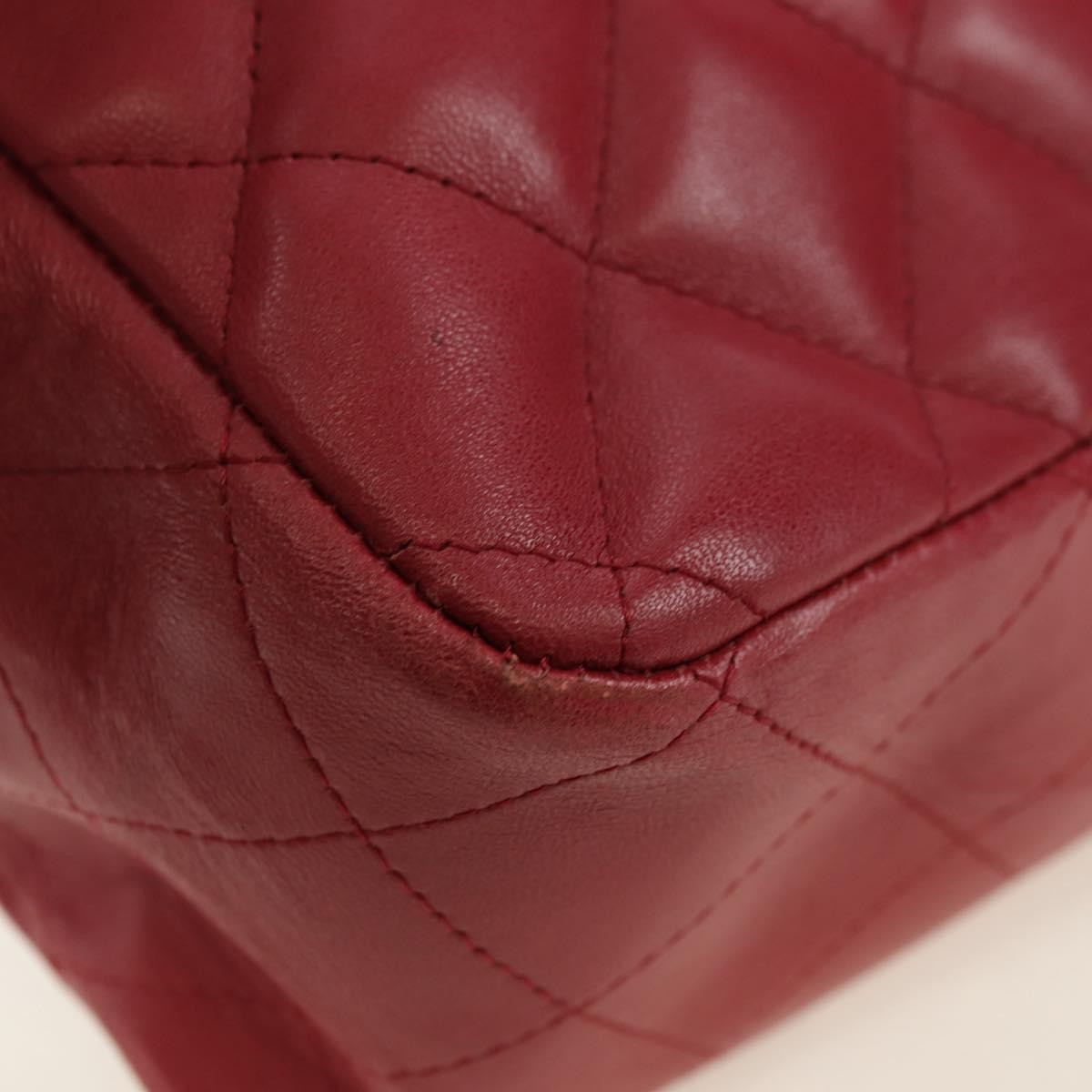 Chanel Classic Single Flap Bag Quilted Lambskin Red Leather Shoulder Bag Bag (Pre-Owned)