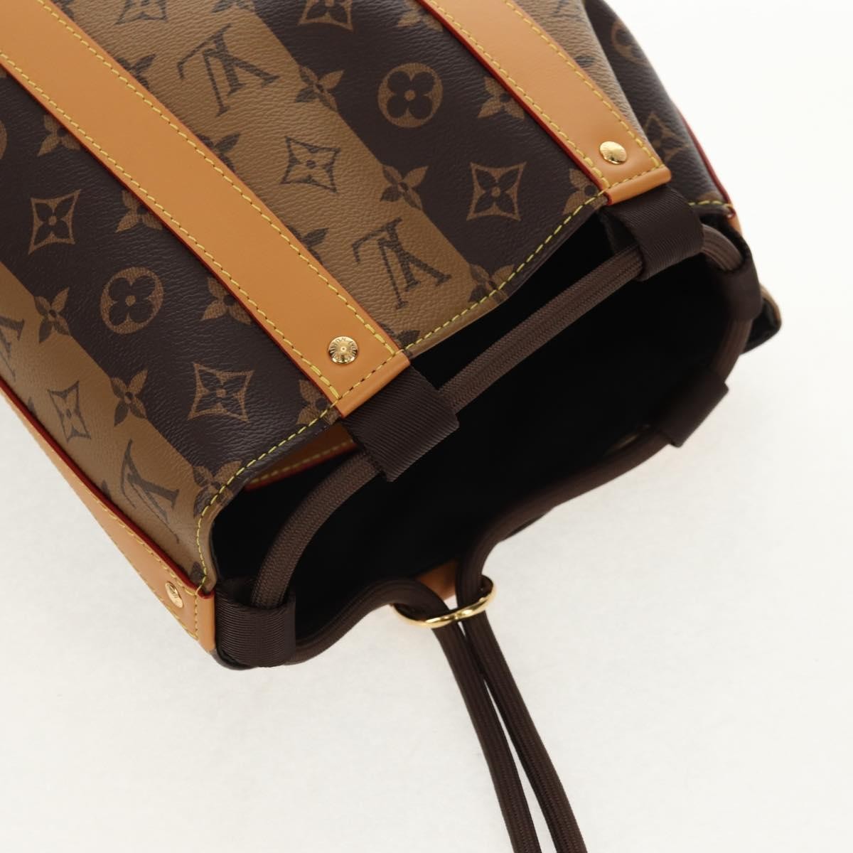 Louis Vuitton Nigo Randonnee Backpack Limited Edition Stripes Monogram Canvas Brown Canvas Shoulder Bag Bag (Pre-Owned)