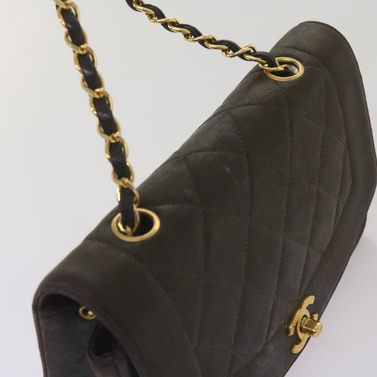 Chanel Vintage Diana Flap Bag Quilted Lambskin Black Leather Shoulder Bag Bag (Pre-Owned)