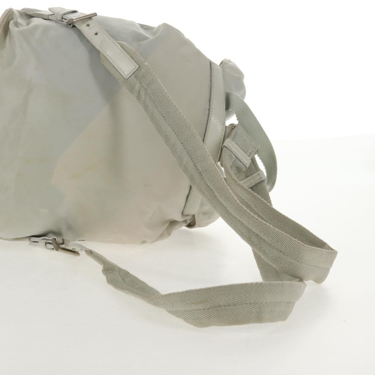 Prada Double Pocket Backpack Chain Shoulder Bag Re-Nylon Gray Nylon Backpack Bag (Pre-Owned)
