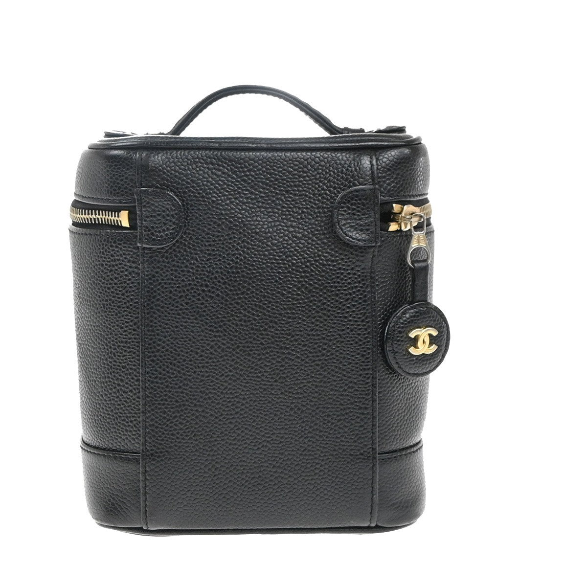 Chanel Vintage Timeless Cosmetic Case Caviar Black Leather Handbag (Pre-Owned)