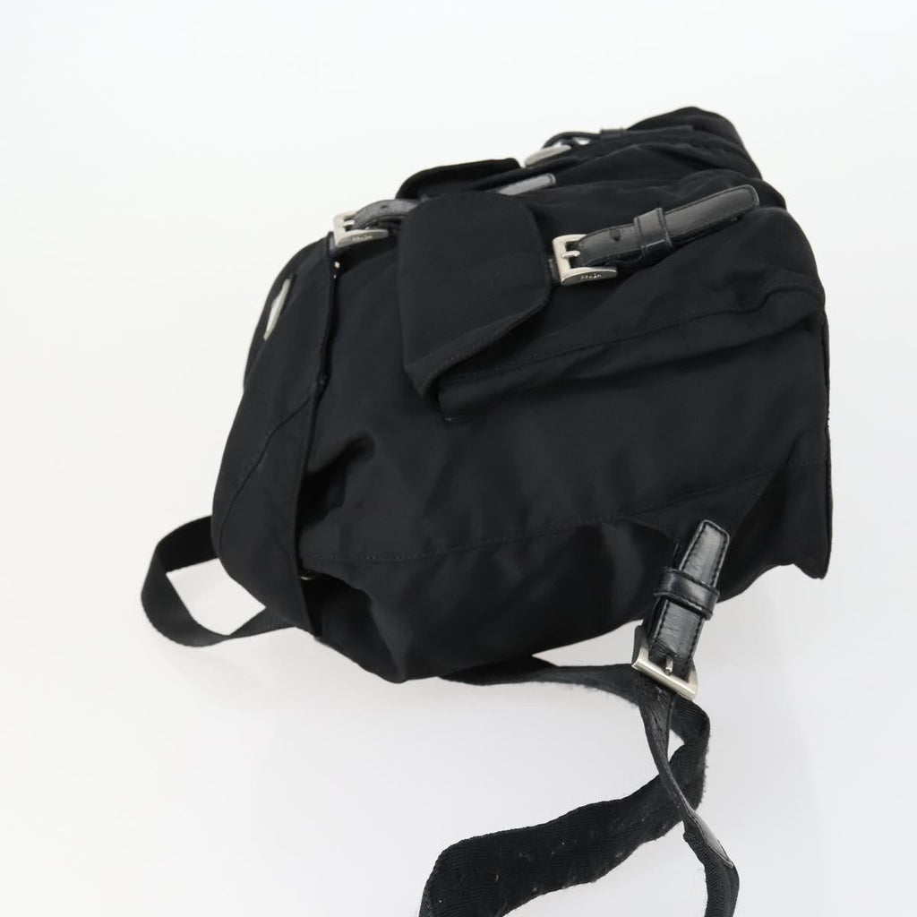 Prada Vela Double Front Pocket Backpack Tessuto With Saffiano Leather Black Nylon Backpack Bag (Pre-Owned)