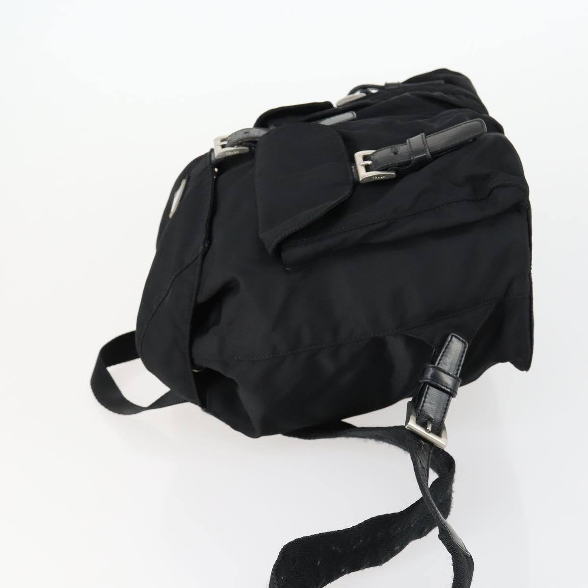 Prada Vela Double Front Pocket Backpack Tessuto With Saffiano Leather Black Nylon Backpack Bag (Pre-Owned)