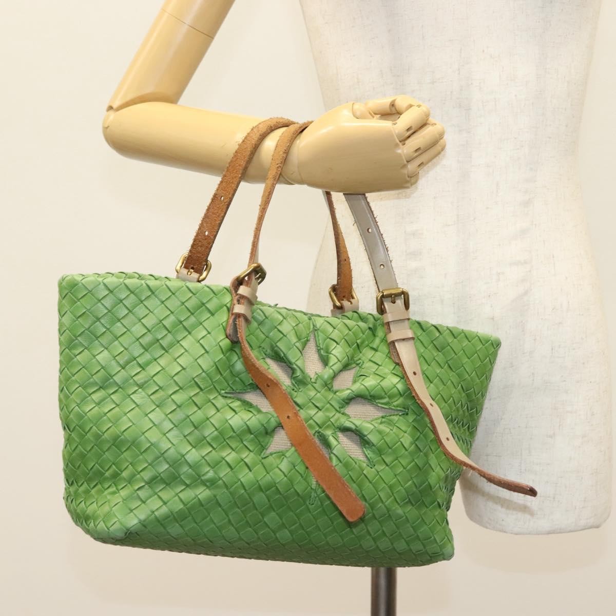 Bottega Veneta Intrecciato Leather Green Leather Handbag (Pre-Owned)