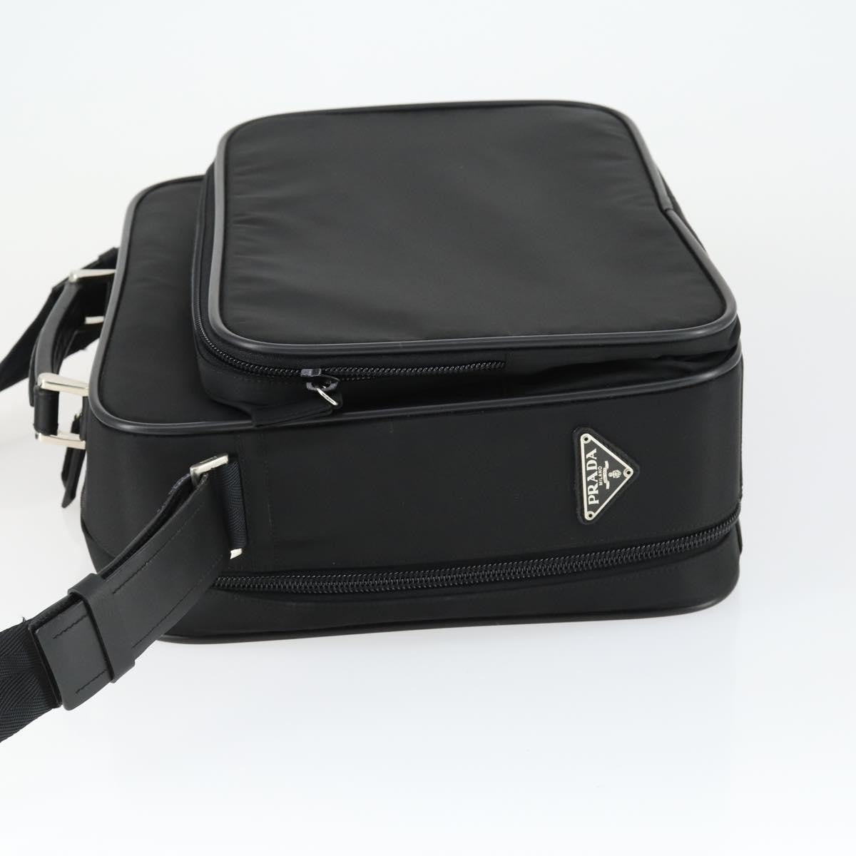 Prada Convertible Front Pocket Briefcase Tessuto With Saffiano Leather Black Nylon Briefcase Bag (Pre-Owned)