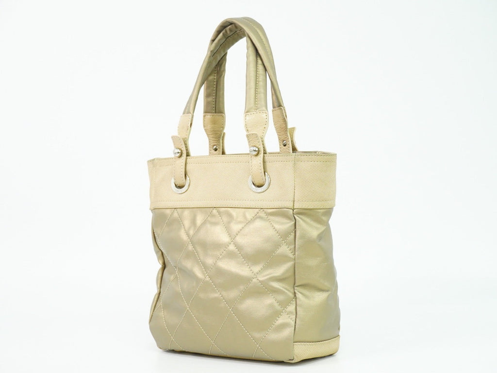 Chanel Biarritz Tote Quilted Coated Canvas Metallic Canvas Tote Bag Bag (Pre-Owned)