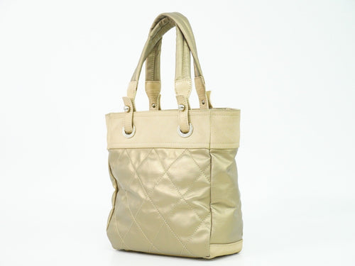 Chanel Biarritz Tote Quilted Coated Canvas Metallic Canvas Tote Bag Bag (Pre-Owned)