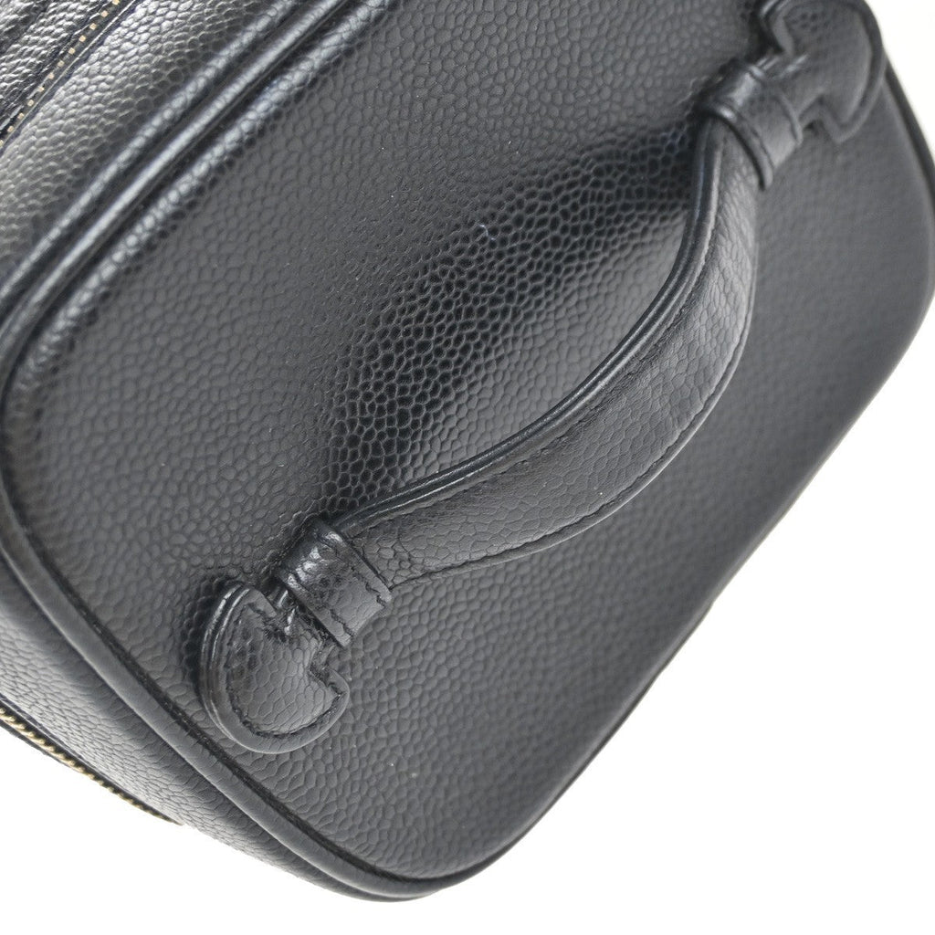 Chanel Vintage Timeless Cosmetic Case Caviar Black Leather Handbag (Pre-Owned)