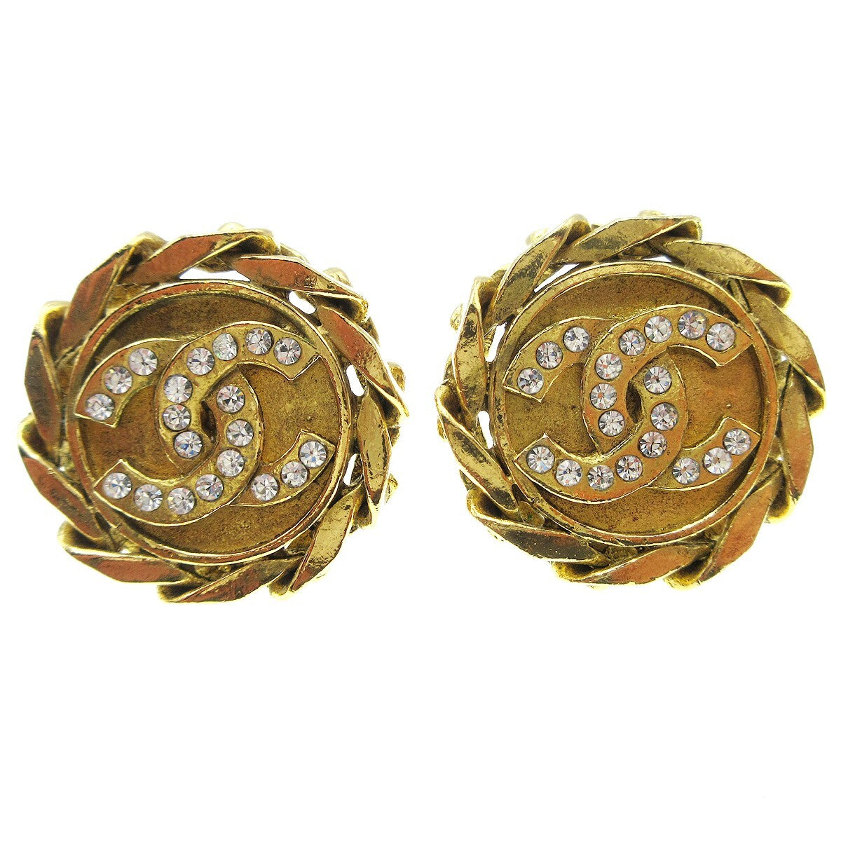 Chanel Cc Button Clip-On Earrings Metal With Faux Pearl Gold Gold_Plated Earrings Jewelry (Pre-Owned)