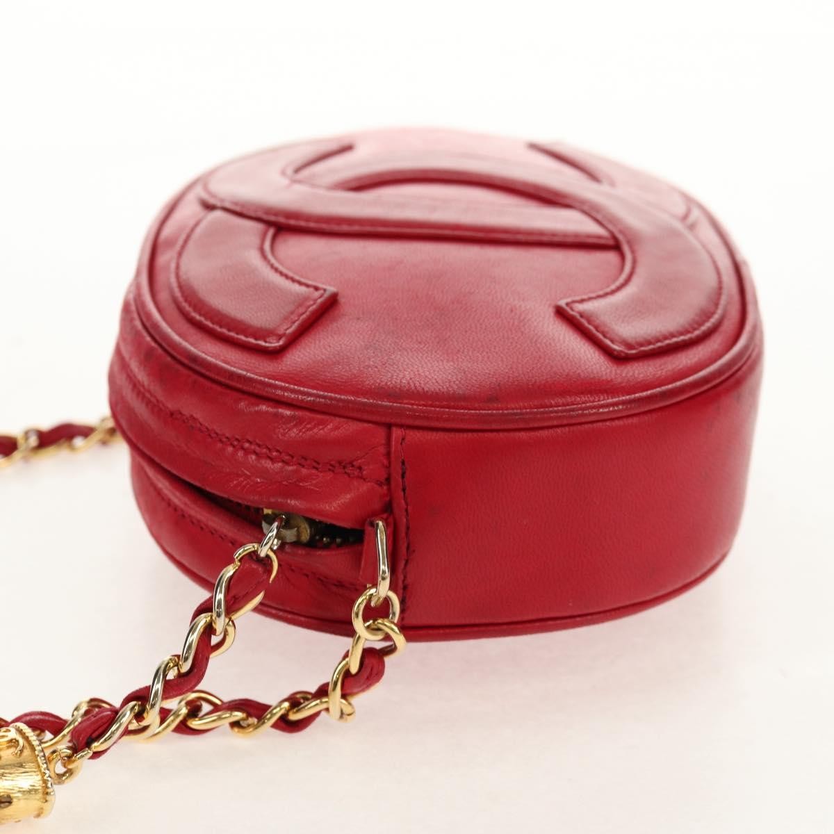 Chanel Vintage Oval Cc Tassel Crossbody Bag Leather Red Leather Shoulder Bag Bag (Pre-Owned)
