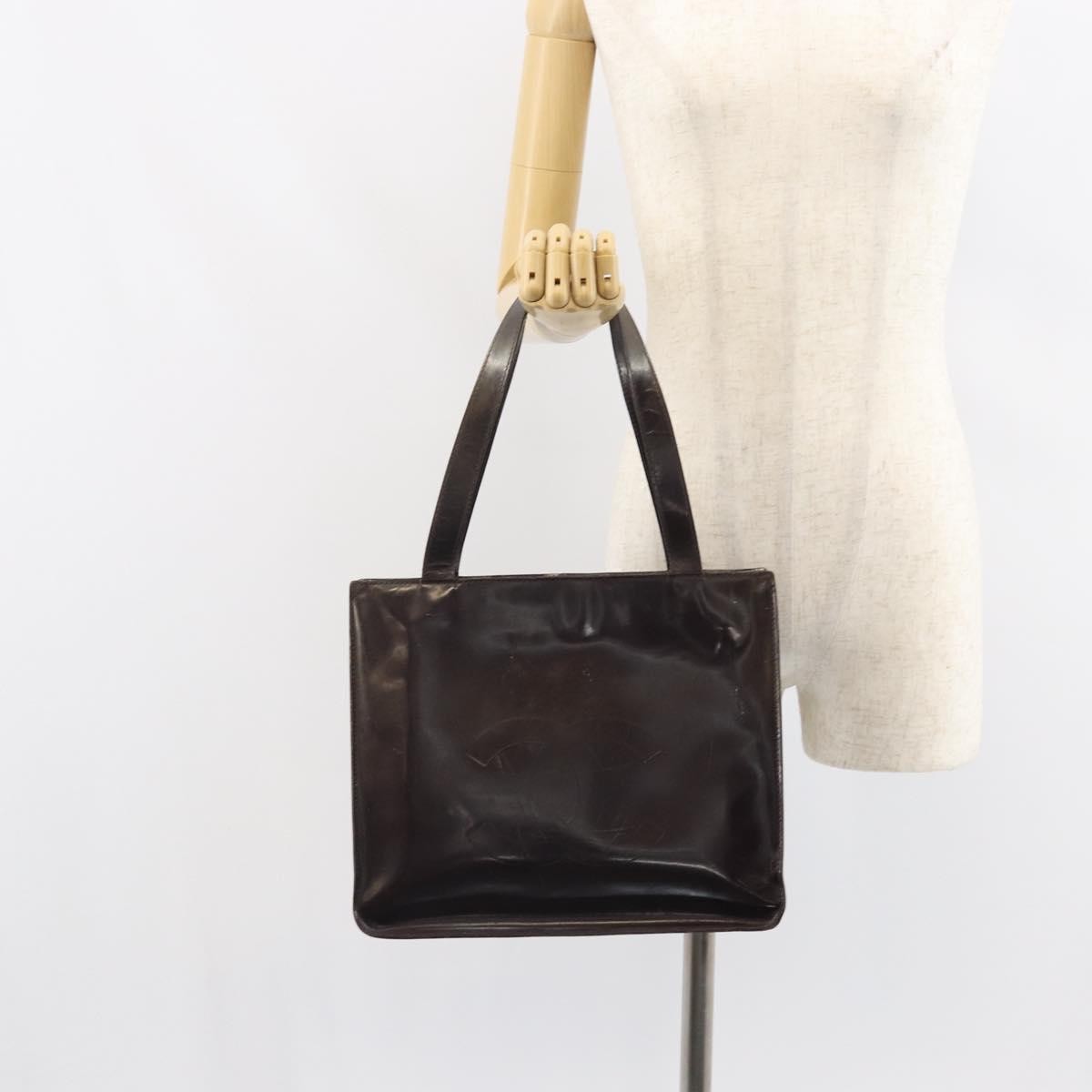 Chanel Vintage Tote Patent Leather Brown Patent_Leather Tote Bag Bag (Pre-Owned)