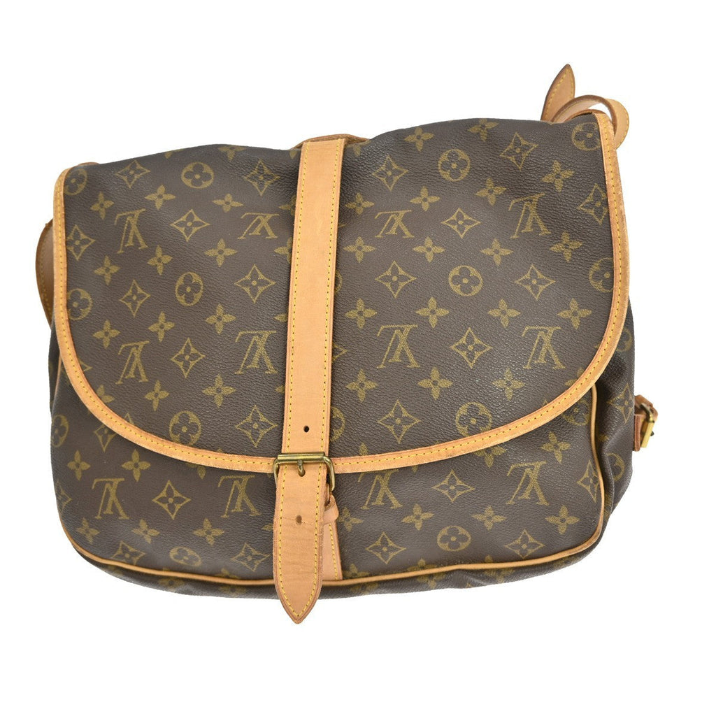 Louis Vuitton Saumur Handbag Monogram Canvas Brown Canvas Shoulder Bag Bag (Pre-Owned)