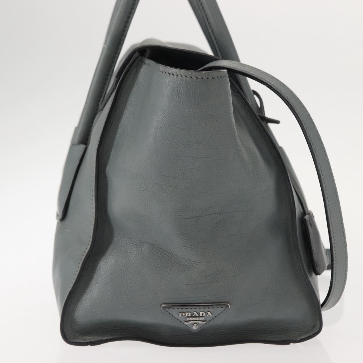 Prada Twin Pocket Lock Flap Tote Glace Calf Gray Leather Tote Bag Bag (Pre-Owned)