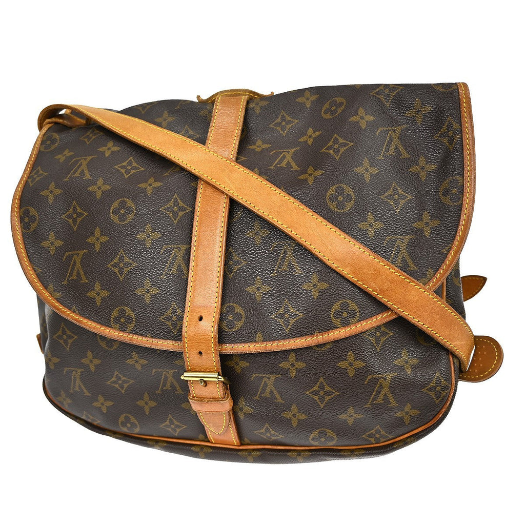 Louis Vuitton Saumur Handbag Monogram Canvas Brown Canvas Shoulder Bag Bag (Pre-Owned)