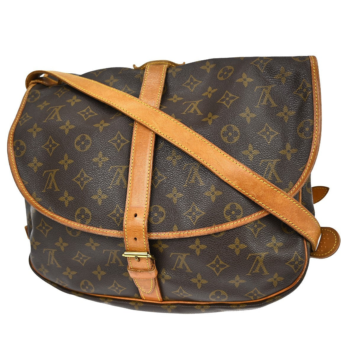 Louis Vuitton Saumur Handbag Monogram Canvas Brown Canvas Shoulder Bag Bag (Pre-Owned)