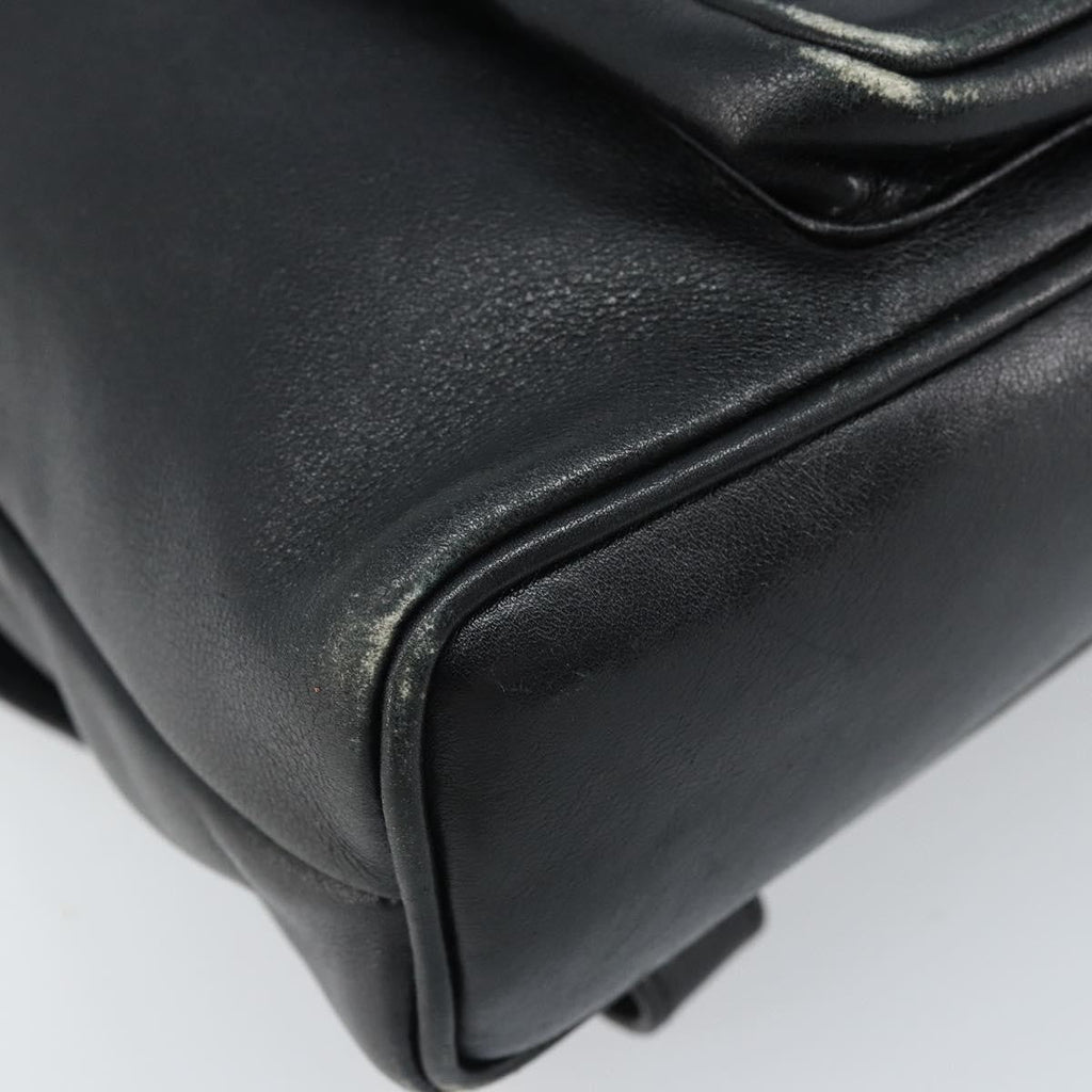 Gucci Vintage Bamboo Backpack Leather Black Leather Backpack Bag (Pre-Owned)