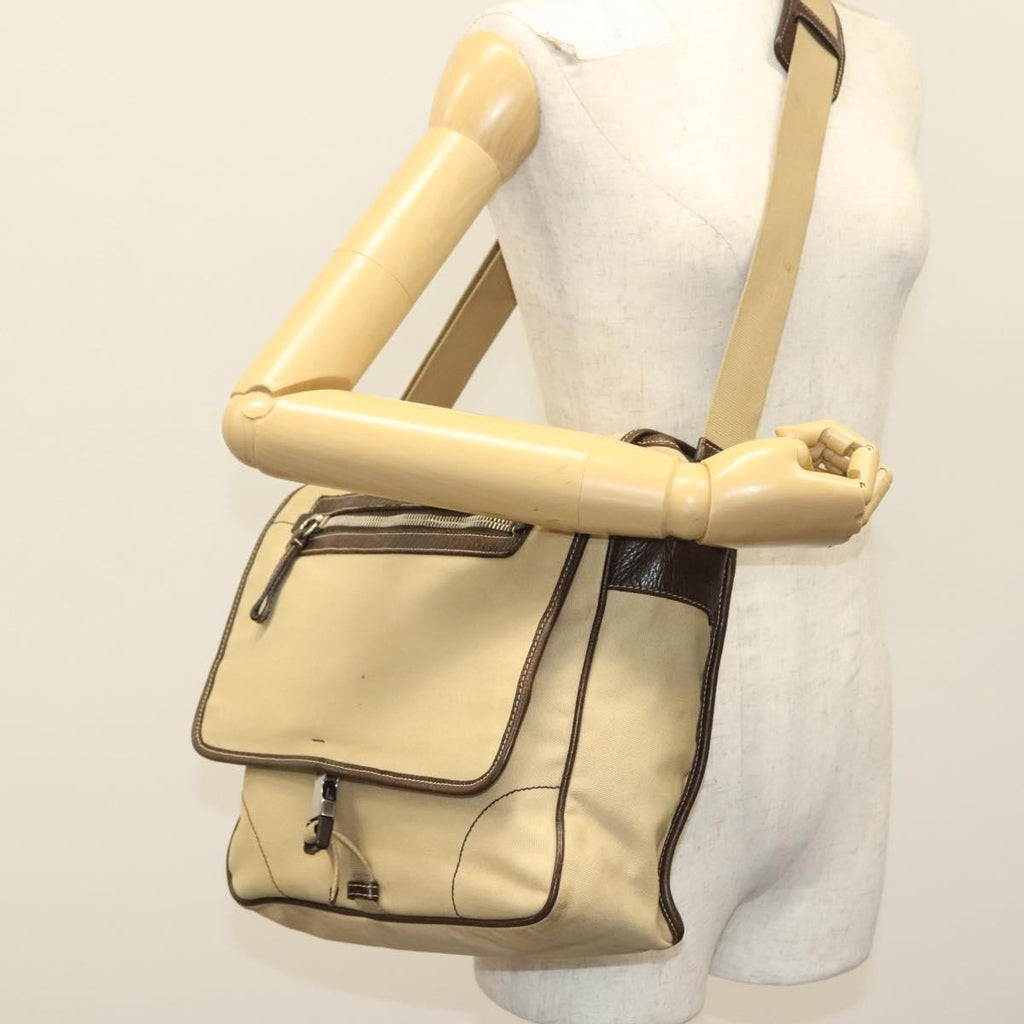Prada Vintage Shoulder Bag Canvas Beige Canvas Shoulder Bag Bag (Pre-Owned)