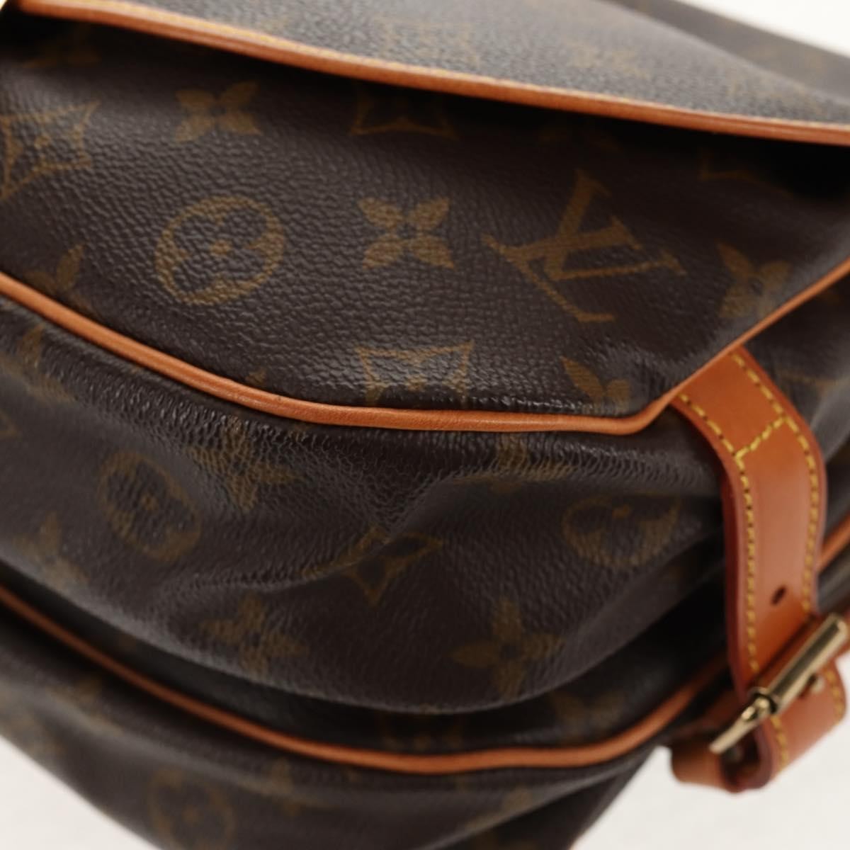 Louis Vuitton Saumur Handbag Monogram Canvas Brown Canvas Shoulder Bag Bag (Pre-Owned)