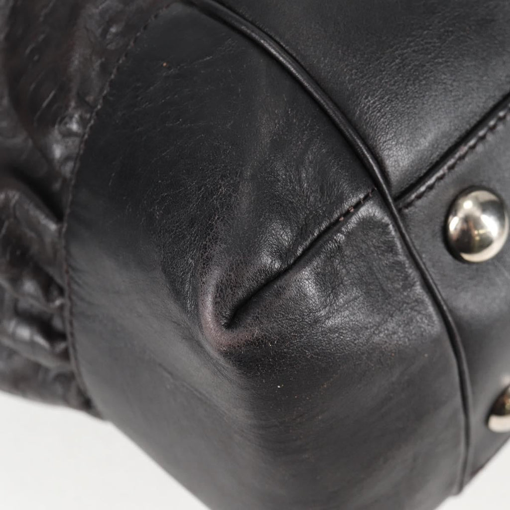 Gucci Full Moon Tote Leather Black Leather Tote Bag Bag (Pre-Owned)