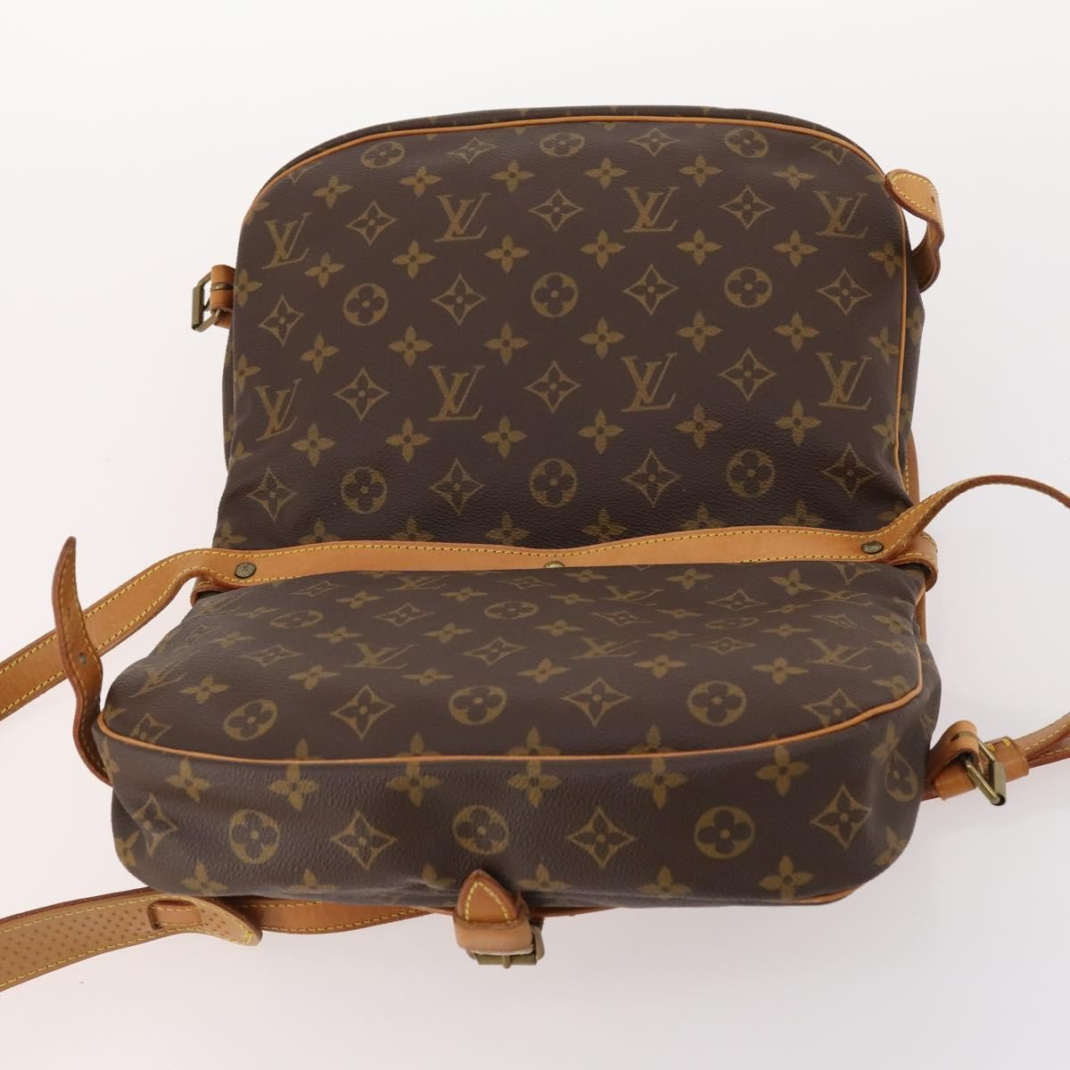 Louis Vuitton Saumur Handbag Monogram Canvas Brown Canvas Shoulder Bag Bag (Pre-Owned)