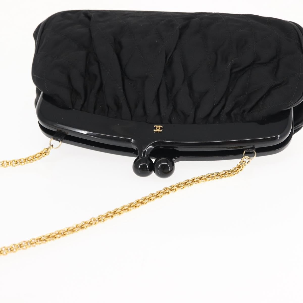 Chanel Chain Clutch Canvas And Leather Black Satin Shoulder Bag Bag (Pre-Owned)