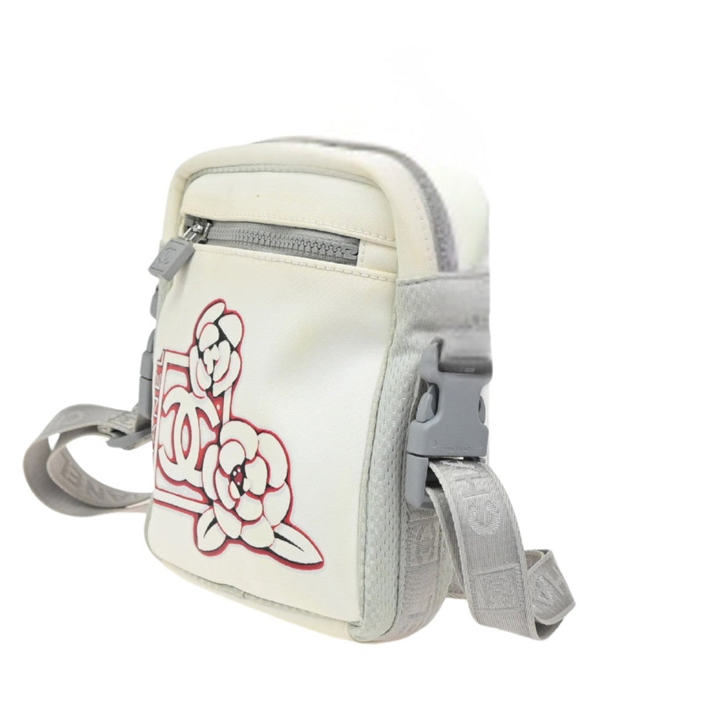 Chanel Travel Line Crossbody Bag Nylon White Nylon Shoulder Bag Bag (Pre-Owned)