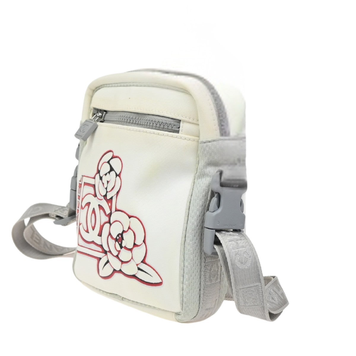 Chanel Travel Line Crossbody Bag Nylon White Nylon Shoulder Bag Bag (Pre-Owned)