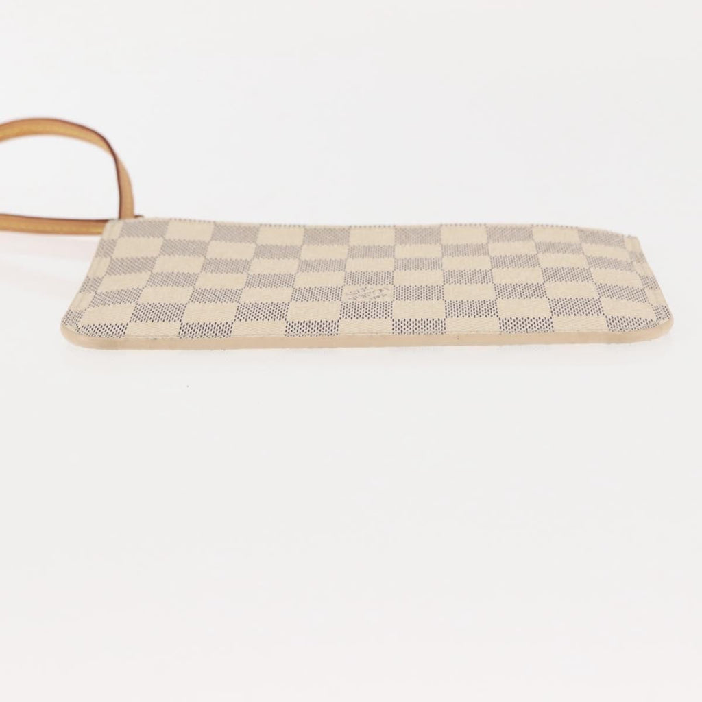 Louis Vuitton Neverfull Pochette Damier White Canvas Clutche & Pouche Bag (Pre-Owned)
