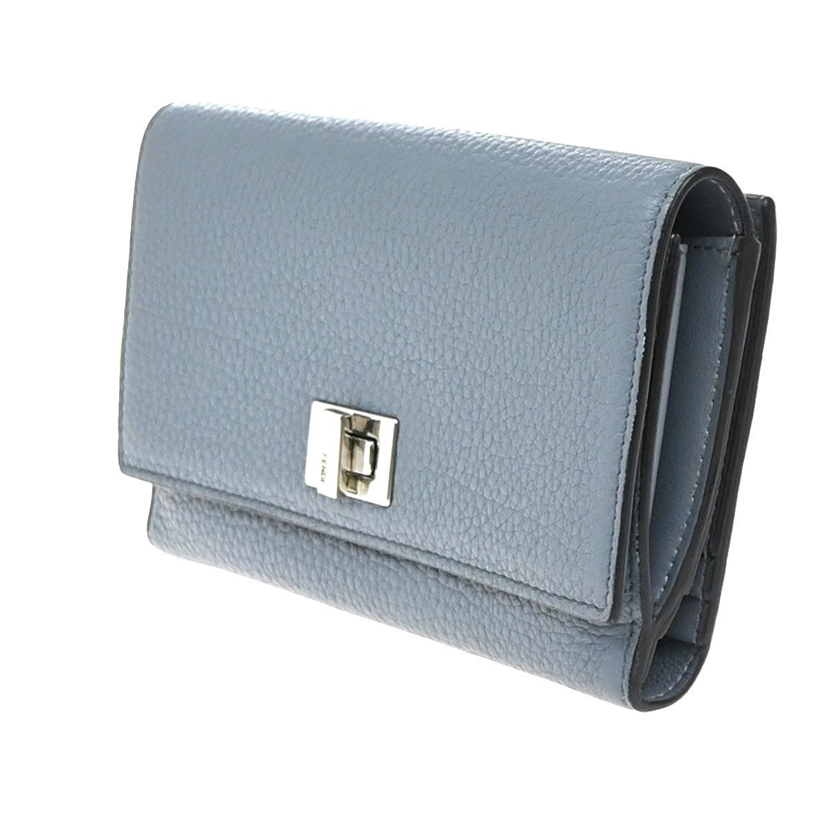Fendi Peekaboo Wallet Leather Blue Leather Wallets Accessory (Pre-Owned)