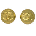 Chanel Cc Button Clip-On Earrings Metal Gold Gold_Plated Earrings Jewelry (Pre-Owned)