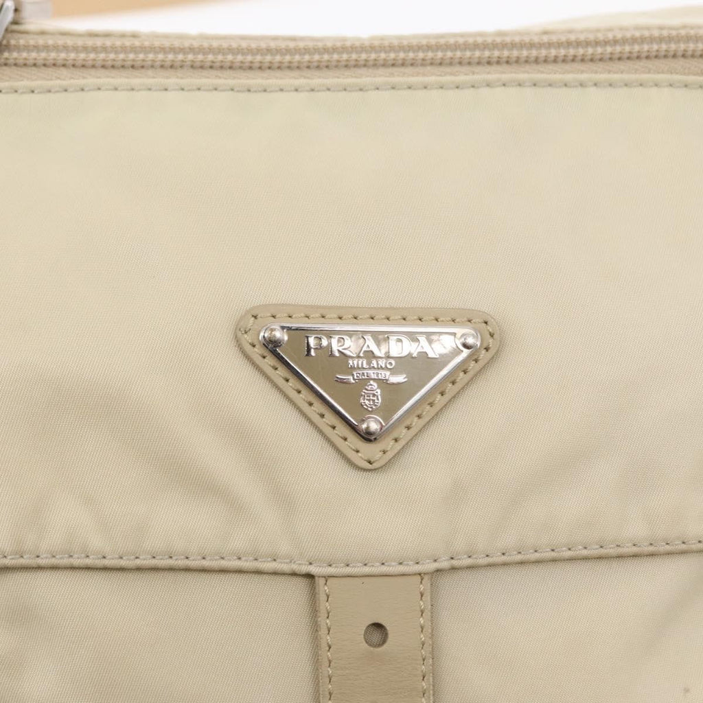 Prada Buckle Messenger Bag Tessuto Beige Nylon Shoulder Bag Bag (Pre-Owned)