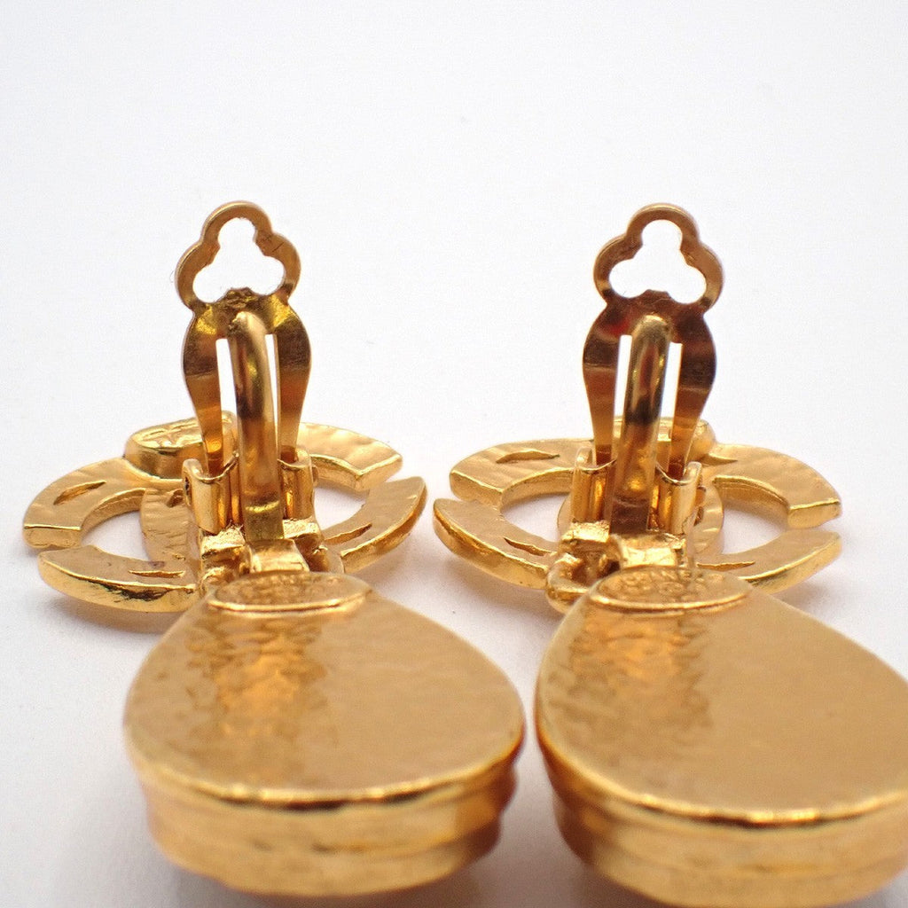 Chanel Cc Teardrop Earrings Metal With Faux Pearl Gold Gold_Plated Earrings Jewelry (Pre-Owned)