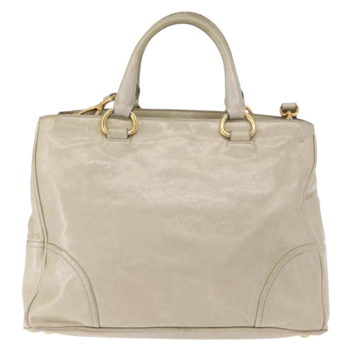 Prada Tote Vitello Daino Vitello Daino Beige Leather Handbag (Pre-Owned)