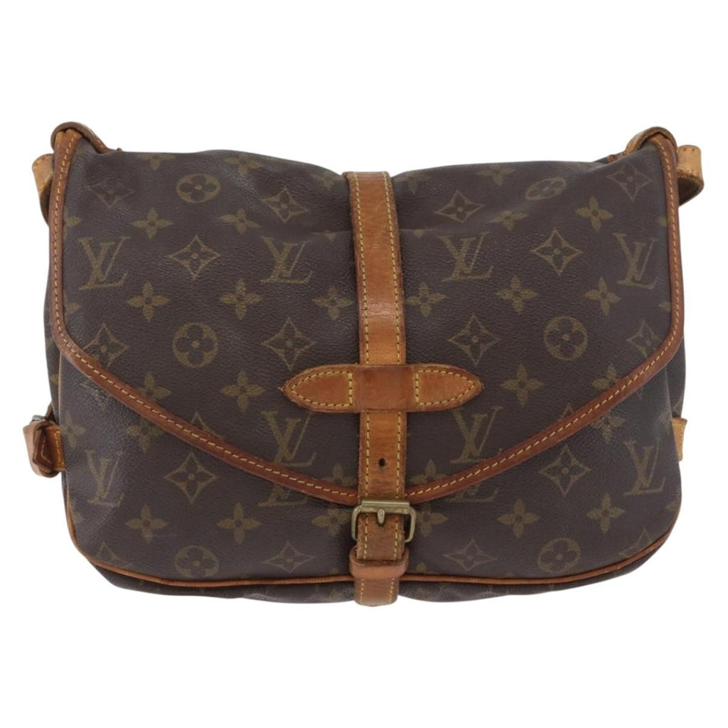 Louis Vuitton Saumur Handbag Monogram Canvas Brown Canvas Shoulder Bag Bag (Pre-Owned)