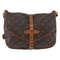 Louis Vuitton Saumur Handbag Monogram Canvas Brown Canvas Shoulder Bag Bag (Pre-Owned)
