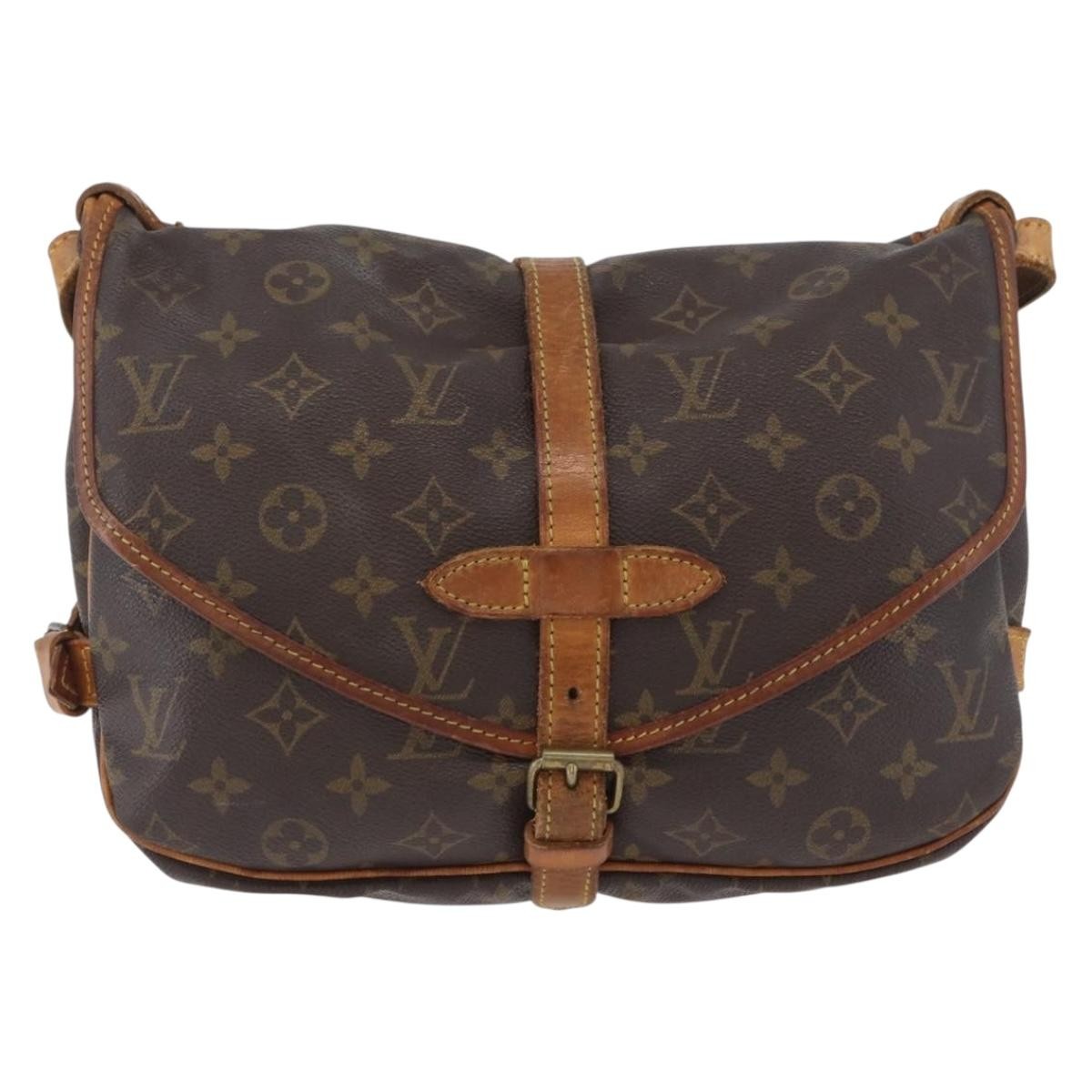 Louis Vuitton Saumur Handbag Monogram Canvas Brown Canvas Shoulder Bag Bag (Pre-Owned)