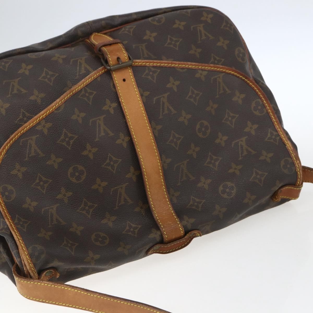 Louis Vuitton Saumur Handbag Monogram Canvas Brown Canvas Shoulder Bag Bag (Pre-Owned)